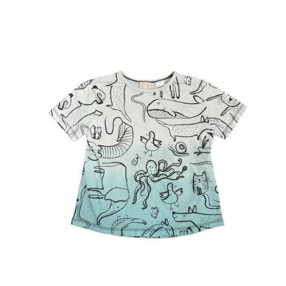 Kids Zara Baby Animal Print Short-Sleeve T-Shirt Size 3-4 Years (104) Cotton Ble